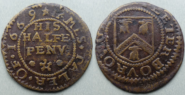 Peterborough, James Taler 1669 halfpenny